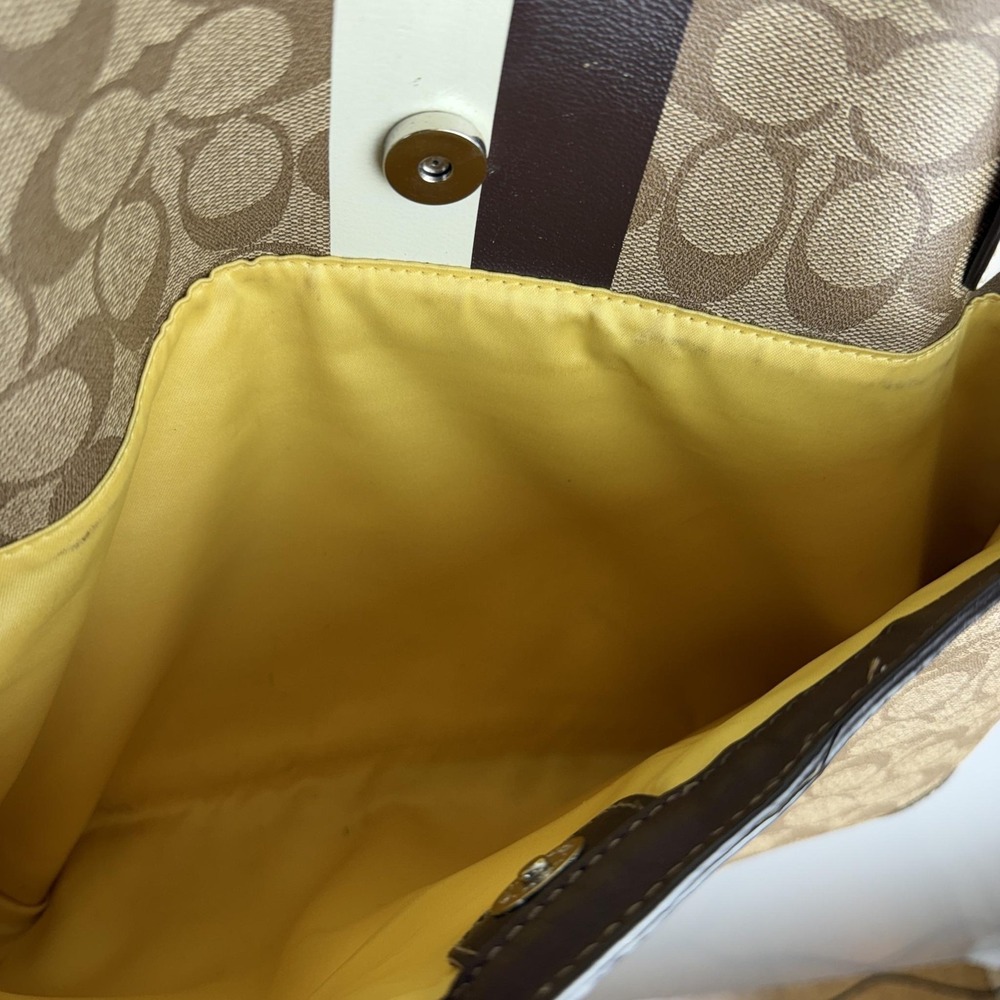 Coach Signature Stripe Diaper Bag Tote Brown Canvas Large Changing Pad - Picture 9 of 13
